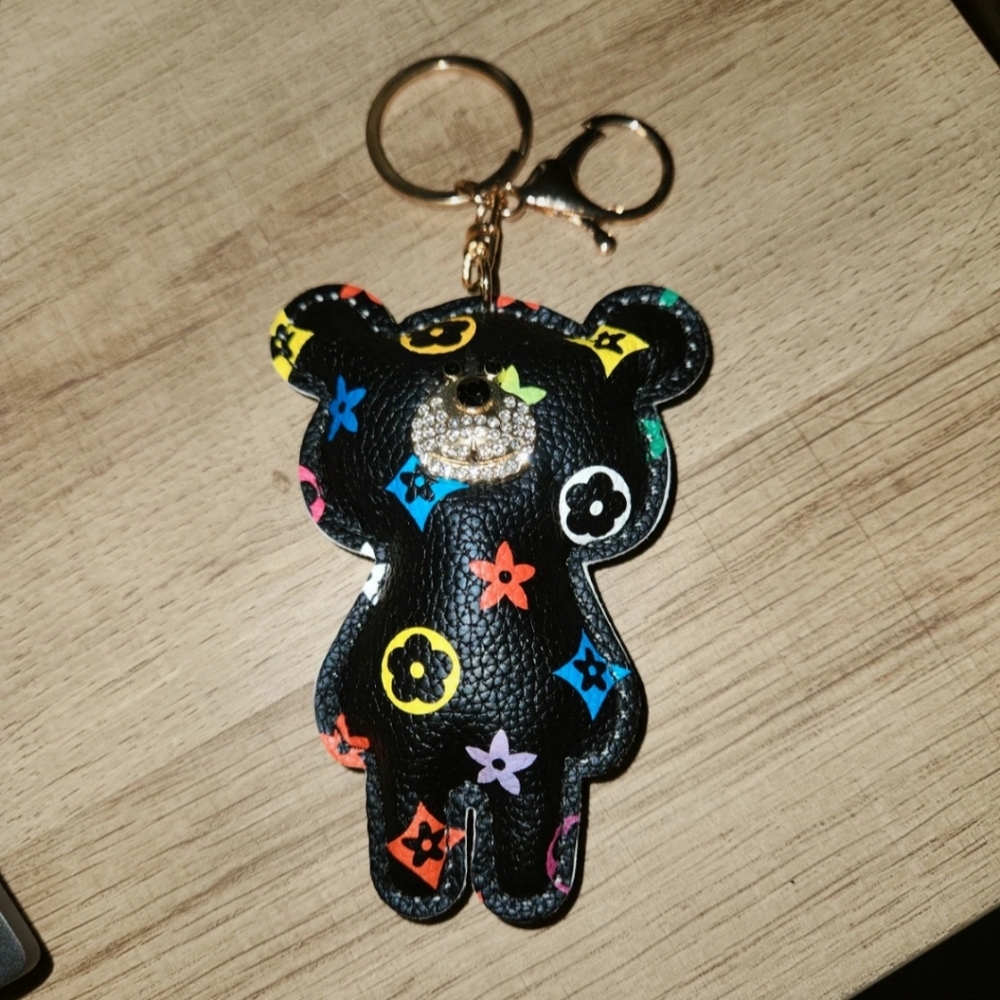 Black teddy bear keychain